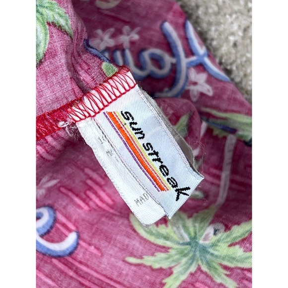 VTG 90's Sun Streak Aloha Hawaiian Shirt Floral Palm Tree Vacation Button Up - L - Picture 6 of 9